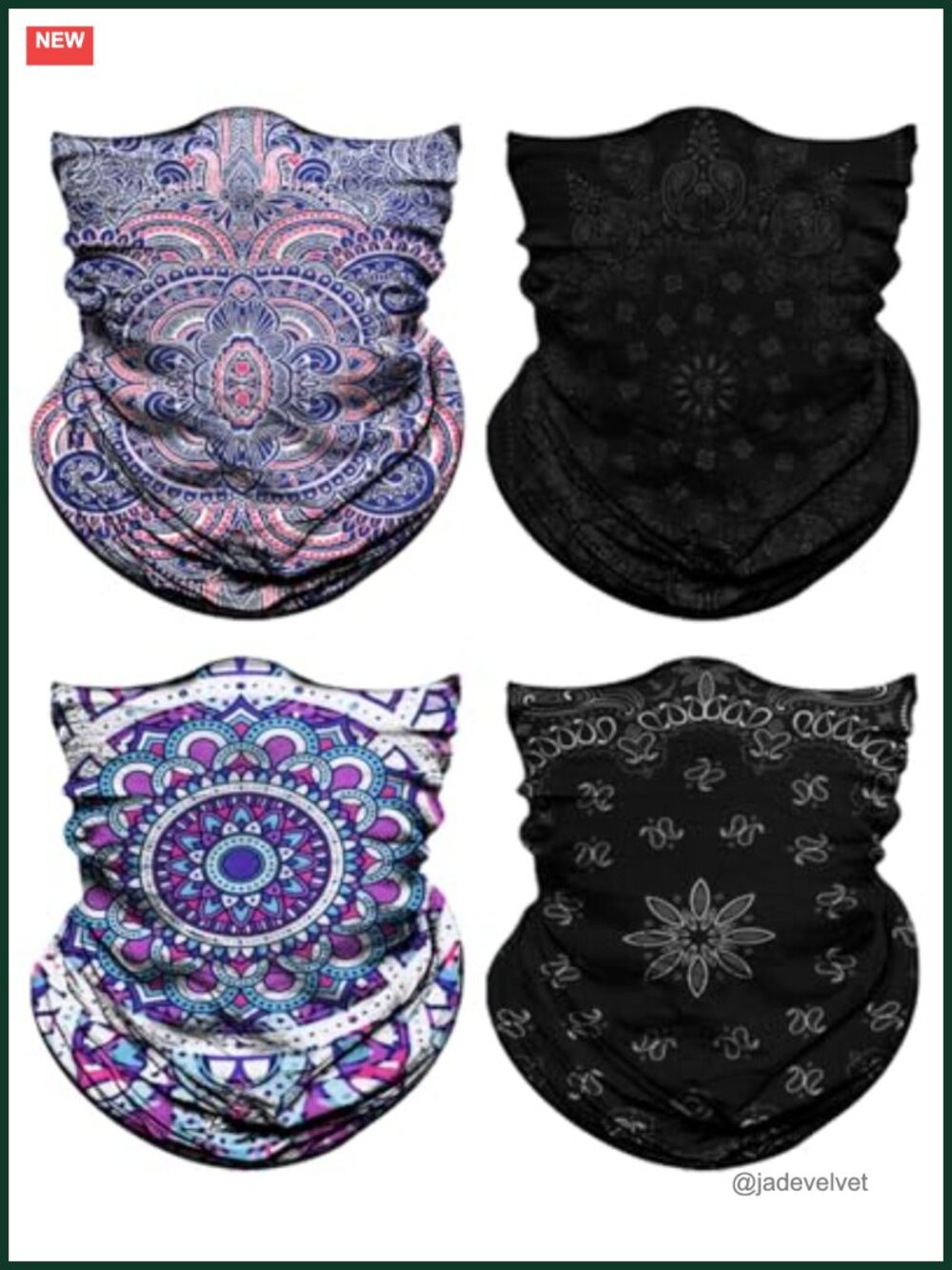 4 Pack Neck Gaiter Face Mask Head Wrap Balaclava Headband Magic Scarf